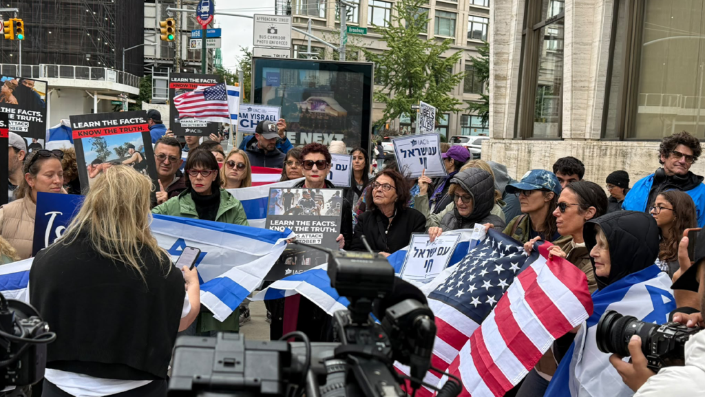 Israeli Americans Protest Outside ‘NAZA’ New York Premiere by Screening Oct. 7 Attacks Footage