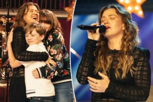 Kelly Clarkson bids goodbye to talk show with emotional message, kids crash final episode