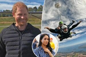 Prince Harry goes skydiving for 102-year-old WWII veteran