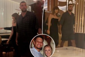Taylor Swift, Travis Kelce hold hands at Patrick Mahomes’ birthday celebration