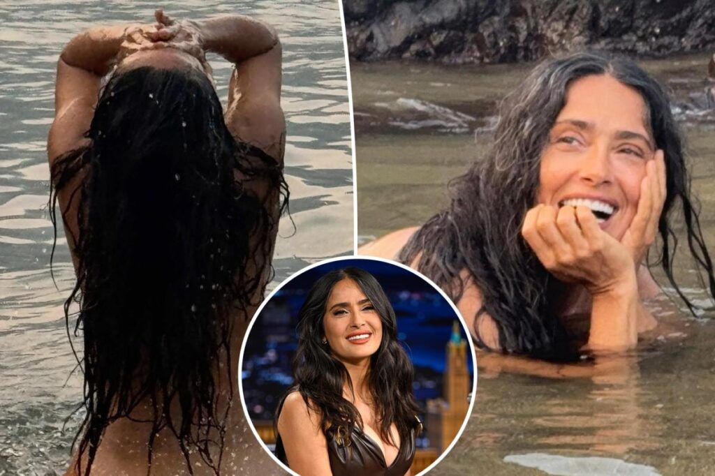 Salma Hayek ditches her clothes for a swim as she celebrates turning 60