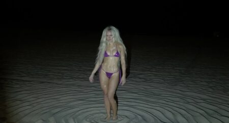 Zara Larsson Serves Up Intergalactic Glam in Shimmery Purple Swimsuit for Alien-Inspired Photo Shoot